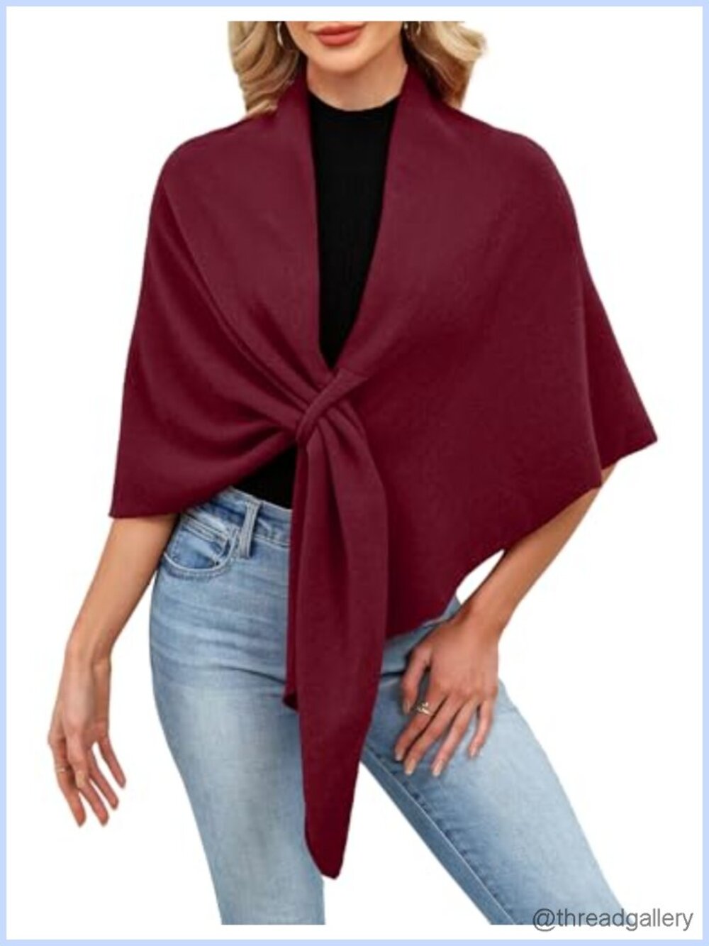 Soft Knitted Open Front Poncho Shawl Wrap One Size